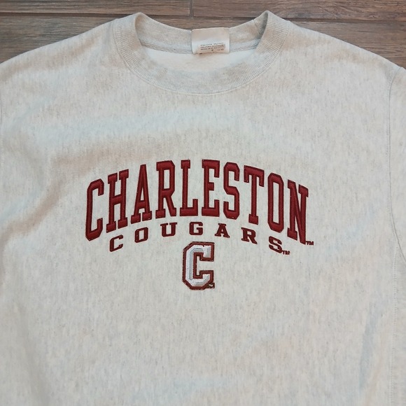 Vintage Champion Sweatshirt Mens Medium Grey Reverse Weave Charleston Cougars - Picture 1 of 9